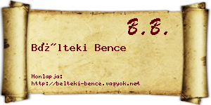 Bélteki Bence névjegykártya