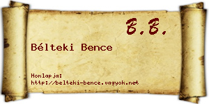 Bélteki Bence névjegykártya